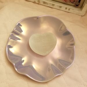 Selenite Heart Love Plate